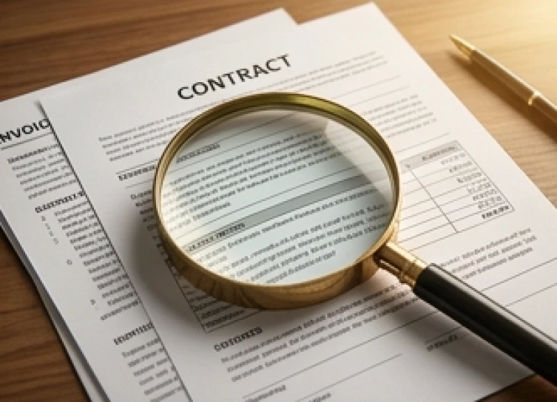 Kính lúp phóng to các điều khoản trong hợp đồng tài chính để phát hiện sớm nguy cơ rò rỉ nguồn vốn