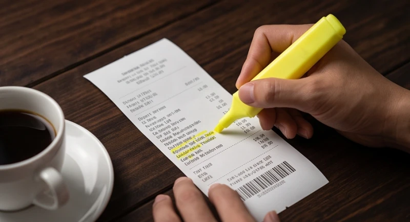 Mơ thấy heo bị chết: Giải mã bối cảnh, điềm báo & cách hóa giải 7 Một người dùng bút dạ quang màu vàng gạch bỏ những khoản mua sắm không thiết yếu trên hóa đơn chi tiêu