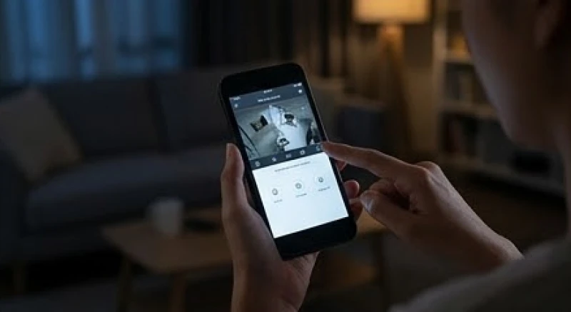 Người đàn ông đang cẩn thận kiểm tra lại hệ thống camera an ninh trong gia đình vào khung giờ tối
