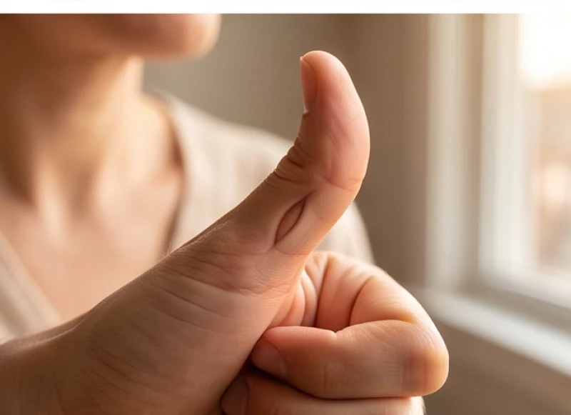 Động tác kéo căng da khớp ngón cái để kiểm tra độ sâu đường chỉ tay