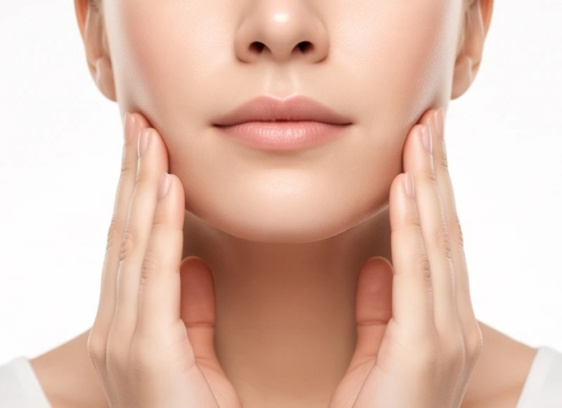 Thao tác dùng tay sờ vào hai bên góc hàm để kiểm tra mức độ phì đại của khối cơ nhai