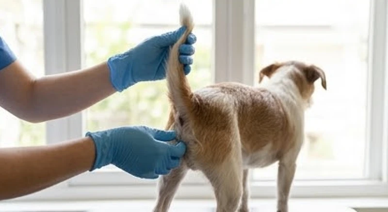 Chó lê trôn là điềm gì: Giải mã tâm linh và cách xử lý bệnh lý 6 Chủ nuôi cẩn thận vạch đuôi chó để kiểm tra các dấu hiệu sưng tấy hoặc ký sinh trùng quanh hậu môn