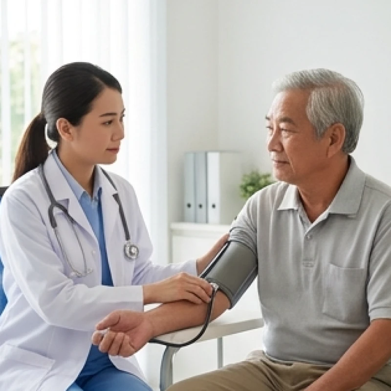 Tử vi tuổi Ất Mùi 1955 năm 2026: Đối chiếu sao hạn và nghi thức 3 Bác sĩ chuyên khoa đang đo huyết áp và kiểm tra tim mạch cho một cụ ông tại phòng khám