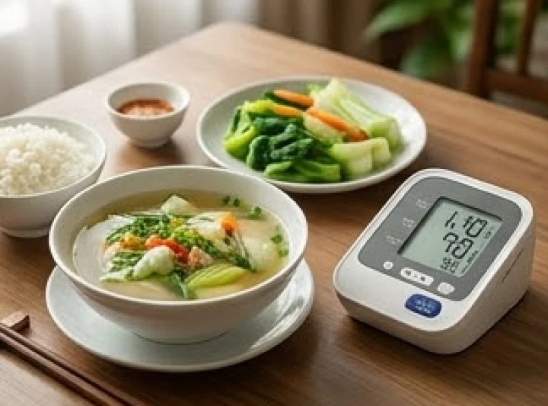 Bữa ăn thanh đạm và máy đo huyết áp tại nhà giúp kiểm soát sức khỏe tim mạch cho người lớn tuổi