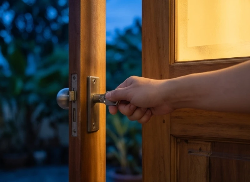 Đảm bảo chốt khóa an toàn cho cửa nẻo vào buổi tối sau khi gặp hiện tượng nấu thức ăn khét đen