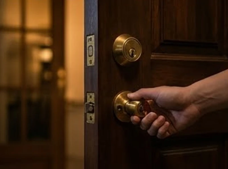Mơ thấy bị trộm cướp là điềm gì? Giải mã và cách hóa giải 9 Bàn tay đang cẩn thận xoay chốt khóa cửa chính vào ban đêm để lấy lại cảm giác an toàn sau cơn ác mộng