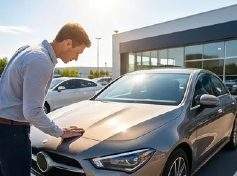 Khách hàng xem xét kỹ lớp sơn ngoại thất của ô tô dưới ánh sáng tự nhiên để đối chiếu mã màu chuẩn xác