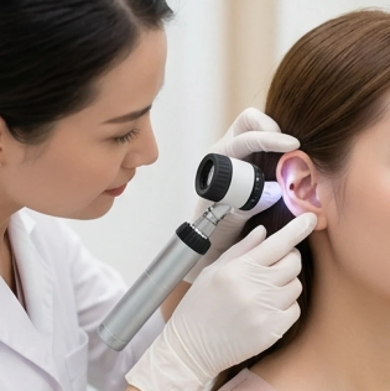 Nốt ruồi ở tai nữ: Giải mã ý nghĩa phong thủy và góc nhìn y khoa 7 Bác sĩ da liễu dùng kính lúp chuyên dụng quan sát kỹ đường viền và màu sắc nốt ruồi trên tai