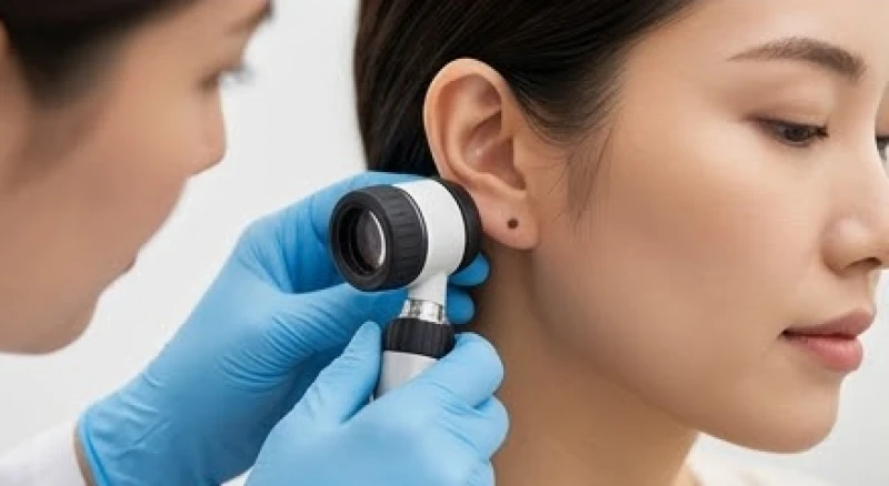 Nốt ruồi dưới tai: Luận giải tướng số và lưu ý kiêng kỵ khi tẩy 6 Bác sĩ da liễu dùng kính lúp soi chiếu nốt ruồi dưới tai bệnh nhân