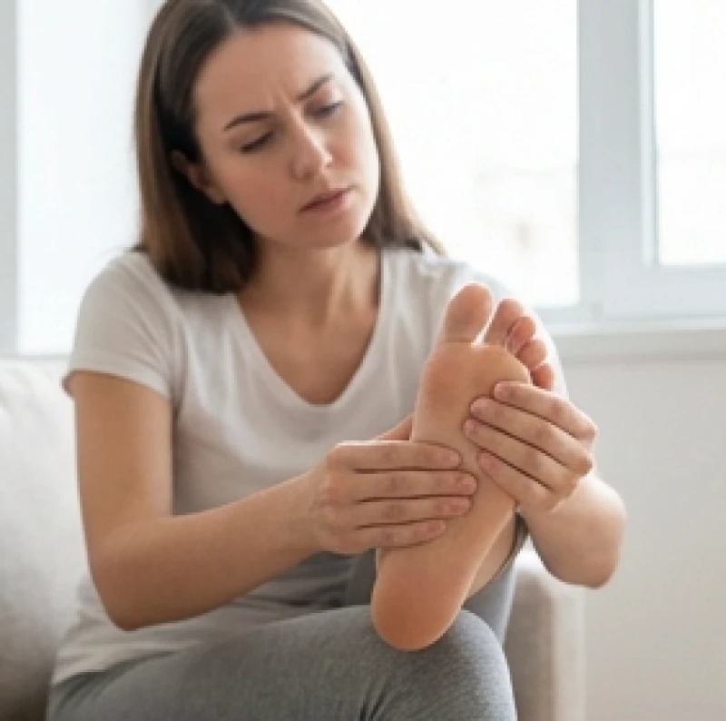 Nốt ruồi ở lòng bàn chân nữ: Giải mã vị trí và dấu hiệu sức khỏe 1 Người phụ nữ đang tự quan sát sắc tố nốt ruồi dưới lòng bàn chân để đối chiếu sức khỏe