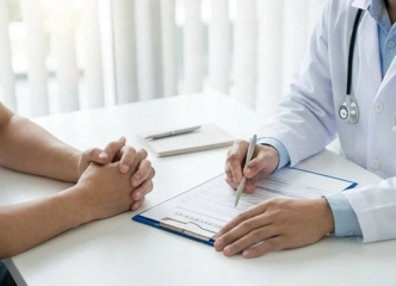 Bác sĩ đang tư vấn kết quả tầm soát sức khỏe dựa trên các dấu hiệu lâm sàng