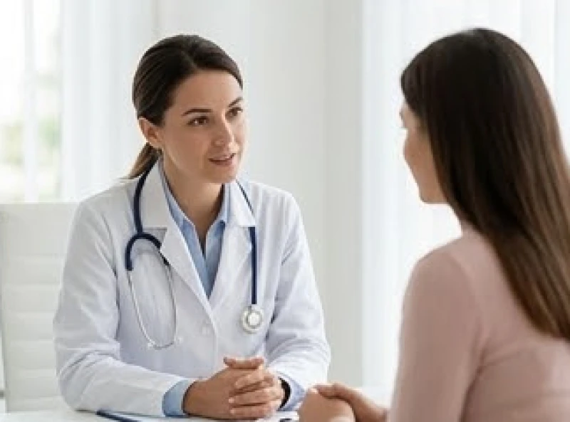 Mơ Thấy Đi Đẻ Là Điềm Báo Gì? Giải Mã & Bộ Số Hóa Giải 8 Bác sĩ chuyên khoa đang tư vấn sức khỏe cho bệnh nhân nữ trong phòng khám y tế sạch sẽ và khang trang