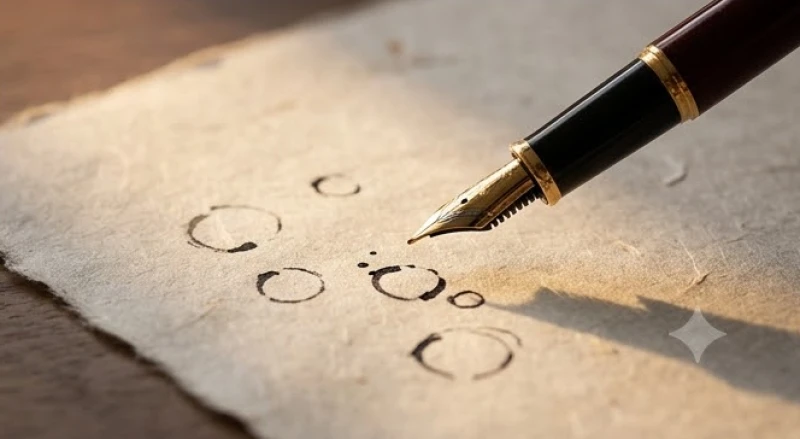 Sim phong thủy tuổi Tỵ: Tự tính tỷ lệ chẵn lẻ và ngũ hành 15 Cây bút mực cổ điển đang khoanh tròn các chấm mực trên giấy gió để tính toán tỷ lệ