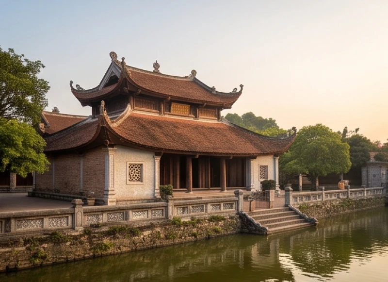 Kiến trúc cổ kính của Đền Lảnh Giang tại Hà Nam nằm bình yên bên bờ sông Hồng