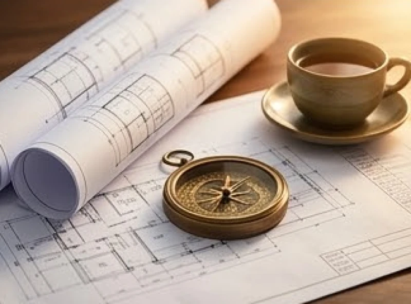 Bản vẽ thiết kế nhà và la bàn phong thủy nhắc nhở việc kiêng kỵ động thổ làm nhà