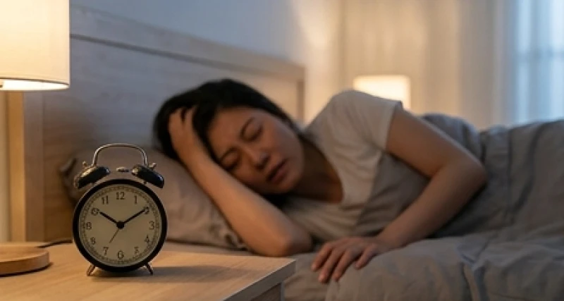 Chiếc đồng hồ báo thức reo bên cạnh một người đang cố gắng thức dậy với vẻ mặt vô cùng mệt mỏi