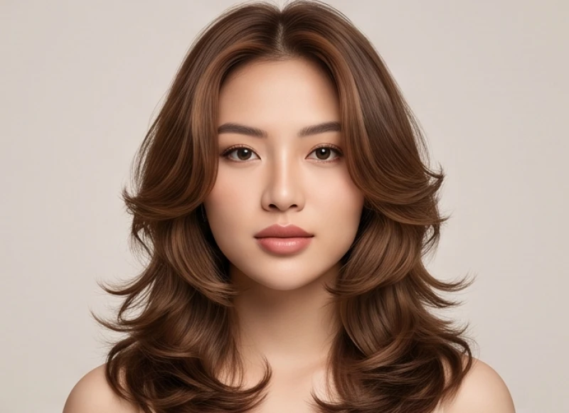 Nữ giới có vầng trán cao và chiếc cằm nhọn tinh tế kết hợp cùng kiểu tóc uốn phồng ngang vai bồng bềnh sang trọng