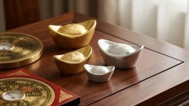 Khối kim loại bạc vàng tinh khiết đại diện cho vượng khí của người mang nạp âm Kim Bạch Kim