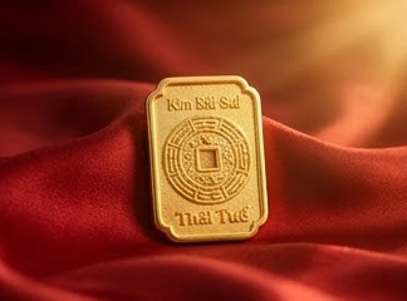 Tuổi Thìn năm 2026 có phạm Thái Tuế không: Đánh giá Tam Tai 9 Kim Bài Thái Tuế mạ vàng chạm khắc tinh xảo được đặt trang trọng nhằm cầu mong sự bình an và che chở