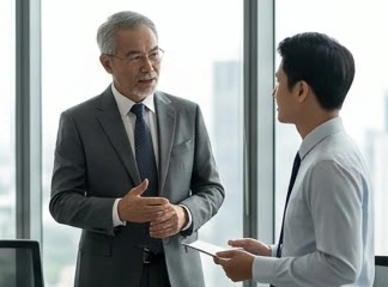 Lãnh đạo cấp cao giàu kinh nghiệm đang truyền đạt định hướng chiến lược cho đội ngũ kế cận
