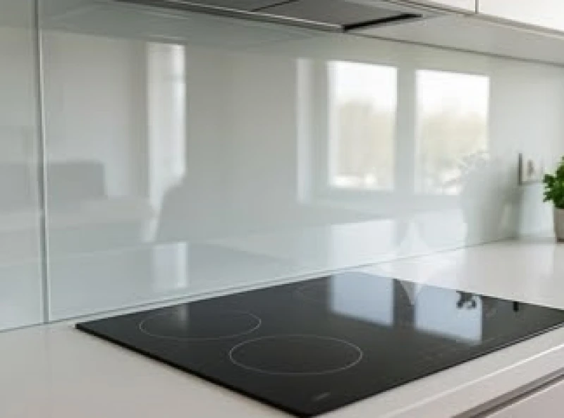 Kính cường lực sáng bóng lắp ngay sau mặt bếp từ để phản xạ luồng năng lượng Họa Hại và Lục Sát