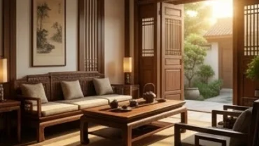 Ngôi nhà gỗ truyền thống với la bàn phong thủy giúp gia chủ biết kỷ hợi 1959 hợp hướng nào