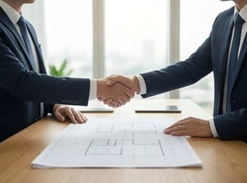 Cái bắt tay hợp tác kinh doanh thành công trong không gian văn phòng chuyên nghiệp