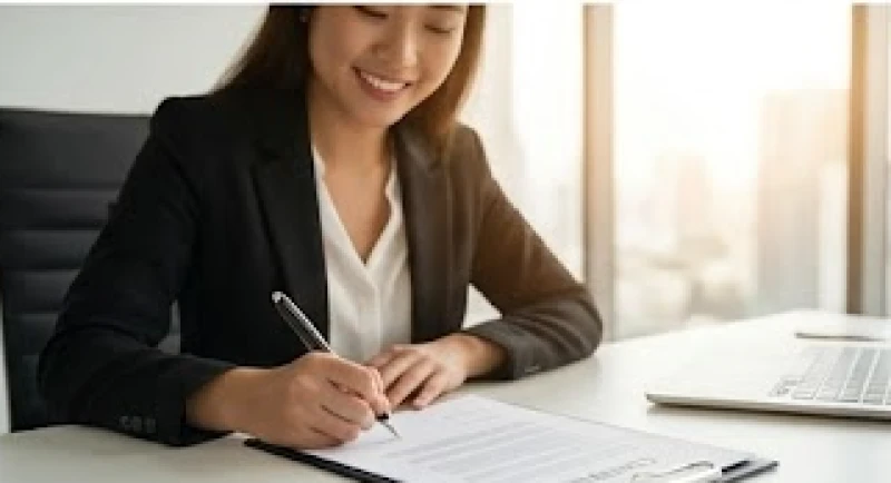 Nữ doanh nhân trẻ mỉm cười ký kết bản hợp đồng quan trọng, đánh dấu bước tiến sau khi mơ thấy sinh con trai