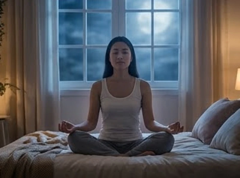 Mơ bị bắt cóc: Giải mã điềm báo tâm lý và cách hóa giải 8 Người phụ nữ nhắm mắt thiền định bình yên trên giường giúp điều hòa nhịp tim và thư giãn thần kinh