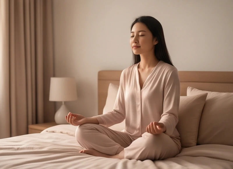 Mơ thấy mình có bầu sắp đẻ: Giải mã ngữ cảnh & con số tài lộc 9 Người phụ nữ đang nhắm mắt thực hành thiền định nhẹ nhàng trong không gian phòng ngủ yên tĩnh