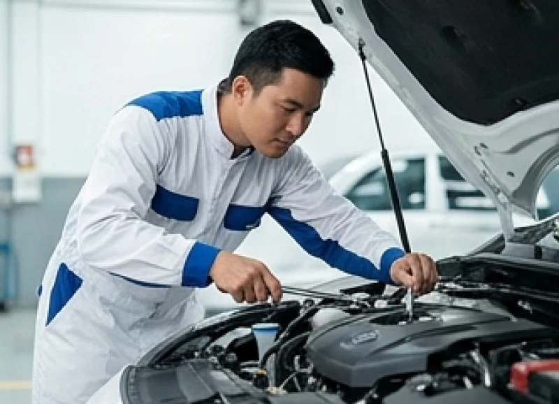Tuổi Sửu hợp nghề gì: Phân hóa nam nữ và lĩnh vực rủi ro 9 Kỹ sư công nghệ ô tô đang kiểm tra chi tiết máy móc trong gara bảo dưỡng hiện đại