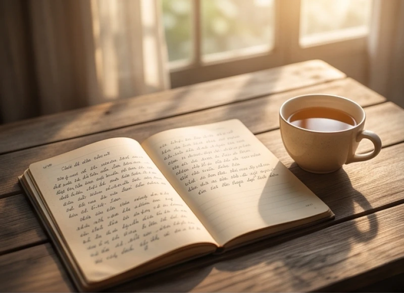 Mơ thấy người bạn đã mất: Giải mã điềm báo & việc cần làm 1 Cuốn sổ tay cũ và tách trà nóng gợi nhớ kỷ niệm về người bạn đã mất