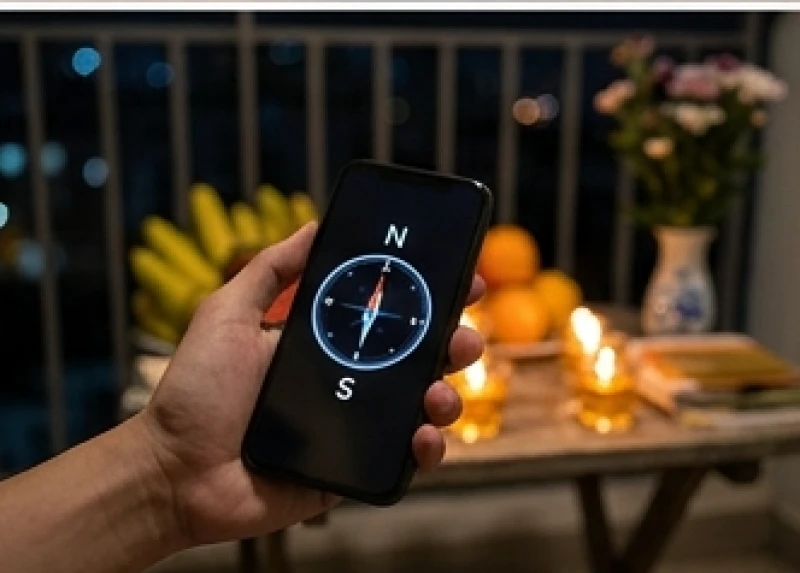 Văn khấn sao La Hầu chuẩn nghi thức: Sơ đồ 9 nến & ngày giờ cúng 8 Xác định phương hướng bằng la bàn trên điện thoại để gia chủ đứng quay mặt về hướng chính Bắc