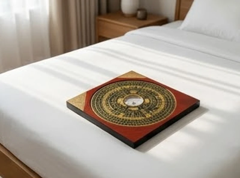 Hướng giường ngủ hợp tuổi Mão: Chuẩn kích thước và hóa giải 1 La bàn phong thủy đặt trên nệm để xác định chính xác hướng chân của người nằm