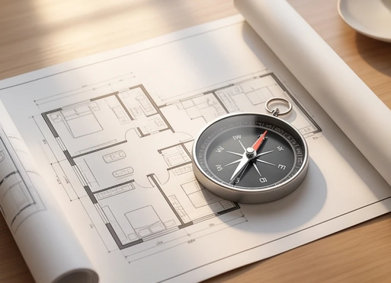 Sơ đồ la bàn chỉ rõ hướng Đông Bắc và Tây Nam không thuộc nhóm đông tứ trạch