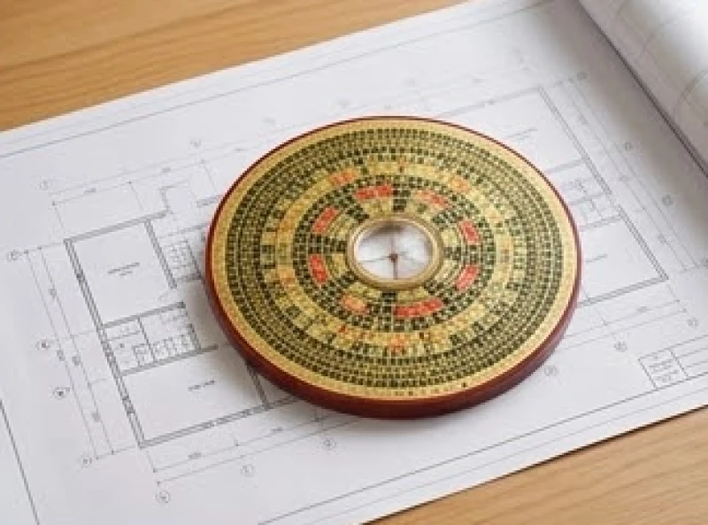 Tuổi Tuất nhập trạch ngày nào tốt: lịch chuẩn & kịch bản hành lễ 2 Chiếc la bàn phong thủy đặt trên bản vẽ mặt bằng nhà giúp gia chủ định vị hướng và trường năng lượng