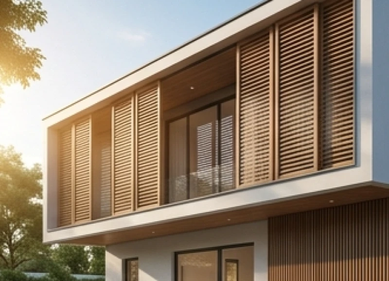 Tuổi Mùi hợp hướng nào: tra cứu cát hung và tránh phạm kỵ 3 Mặt tiền ngôi nhà hướng Tây được trang bị hệ thống lam chắn nắng bằng gỗ cách nhiệt