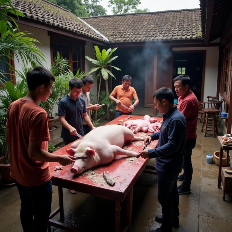 Mơ thấy làm thịt lợn chết