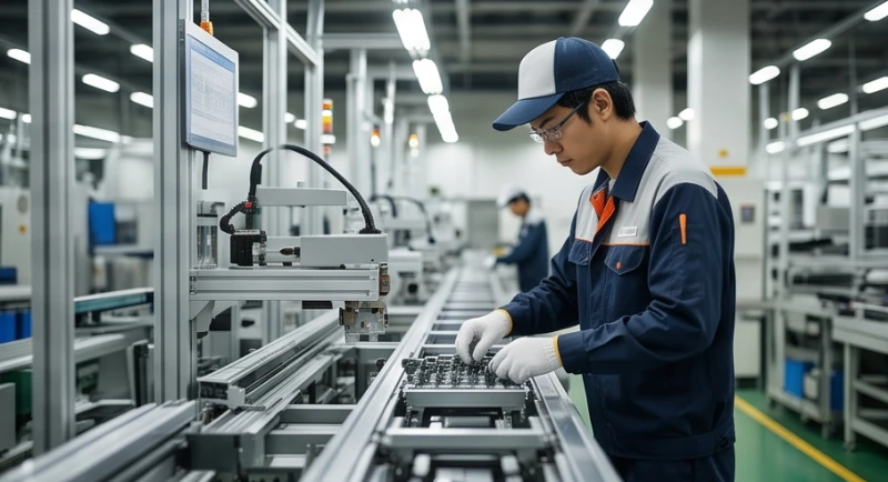 Mơ thấy đi nước ngoài làm việc: Điềm báo sự nghiệp & bộ số 4 Công nhân đang tập trung làm việc trong một xưởng sản xuất hiện đại với tính kỷ luật cao