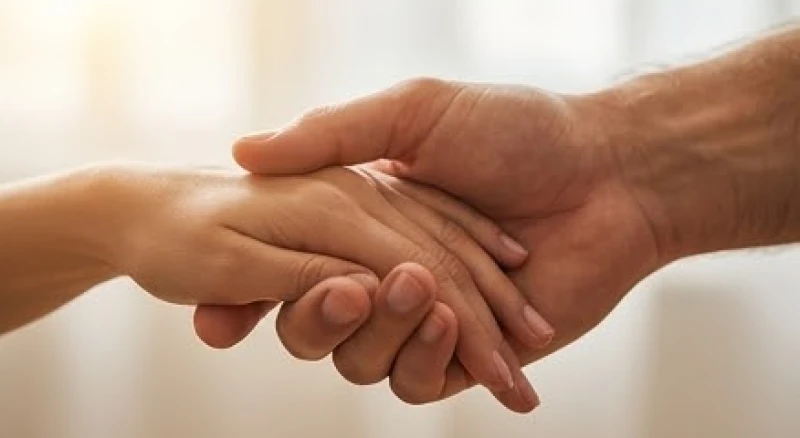 Hai bàn tay đan vào nhau thể hiện sự thấu hiểu khắc phục nhược điểm vô tâm của người có chỉ tay chữ M tay phải nam