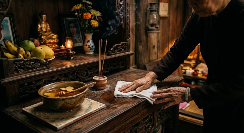 Mơ thấy rắn thần: Điềm báo tâm linh và bảng tra số tài lộc 12 Dùng khăn sạch và nước gừng ấm để lau dọn ban thờ gia tiên sau khi mơ thấy rắn thần báo mộng