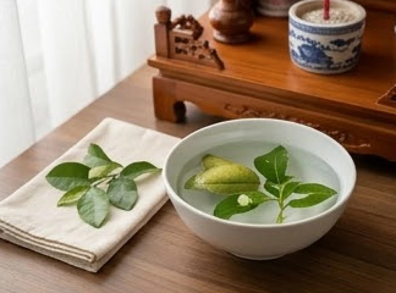 Sử dụng khăn sạch và nước lá bưởi để lau dọn bàn thờ Thần Tài giúp không gian thờ cúng luôn thanh tịnh