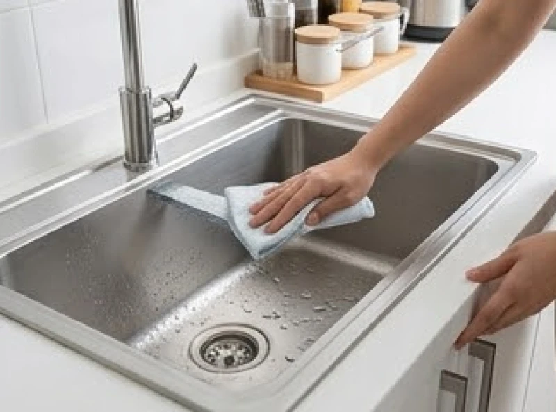 Kiến làm tổ trong nhà là điềm gì: Luận vị trí & mẹo đuổi an toàn 9 Gia chủ dùng khăn sạch lau khô hoàn toàn các vệt nước đọng ẩn khuất phía dưới gầm bồn rửa chén bằng inox