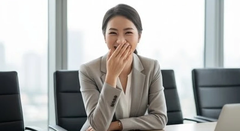 Kỹ thuật lấy tay che miệng khi cười to giúp duy trì sự thanh lịch trong môi trường công sở
