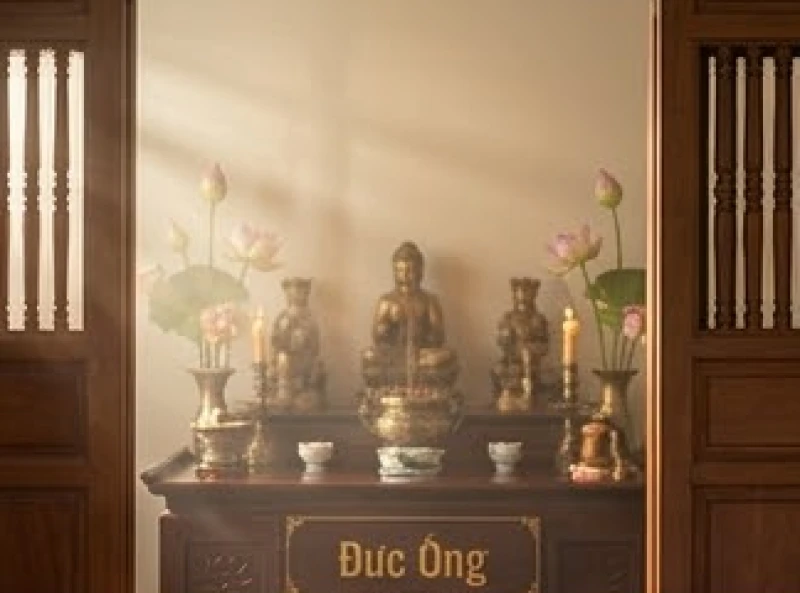 Văn khấn đổi họ cho con nuôi: Bài cúng gia tiên và mâm lễ chuẩn 3 Không gian thanh tịnh tại ban thờ Đức Ông ở một ngôi chùa truyền thống Việt Nam