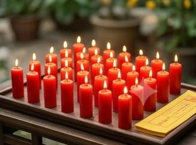 Đàn lễ 21 ngọn nến bày trí cẩn thận để dâng sao Kế Đô vào buổi chiều
