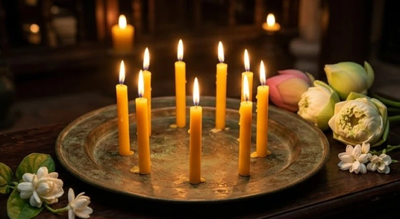 Chuẩn bị 9 ngọn nến màu vàng cho mâm lễ cúng sao La Hầu của nam giới Kỷ Mão