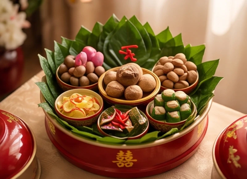 Khay trầu cau và sinh lễ truyền thống báo hiệu tin vui hỷ sự cho tuổi Mậu Dần
