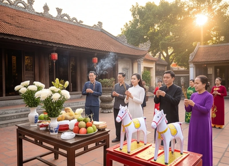 Không khí trang nghiêm tại đền Cô Bơ trong ngày diễn ra lễ hội đầu xuân và tiệc đản sinh
