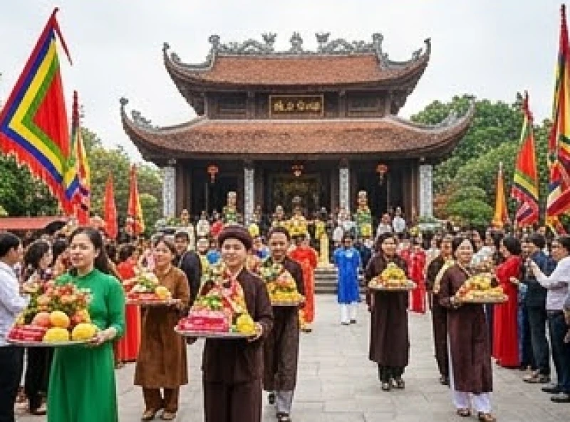 Không khí trang nghiêm trong dịp lễ hội đầu xuân tại đền Đông Cuông